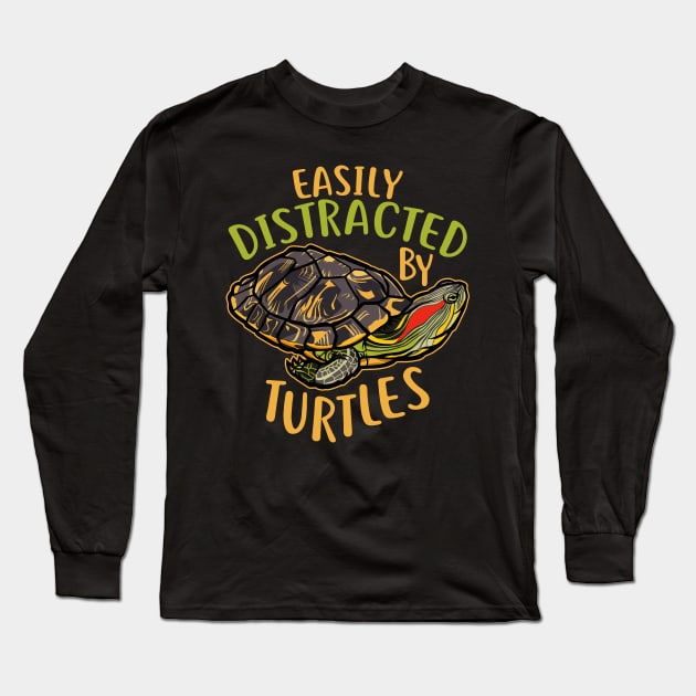 Distracted By Turtles Long Sleeve T-Shirt by Psitta